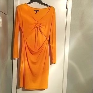 New Gold Rib Knit Cutout Dress